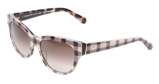 Profile View of Kate Spade AISHA Cateye Sunglasses Tan Purple Plaid Tortoise/Brown Gradient 54mm