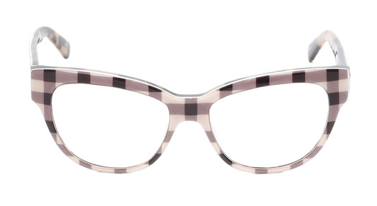 Front View of Kate Spade AISHA Designer Bi-Focal Prescription Rx Eyeglasses in Tan Purple Plaid Amber Brown Tortoise Havana Ladies Cat Eye Full Rim Acetate 54 mm