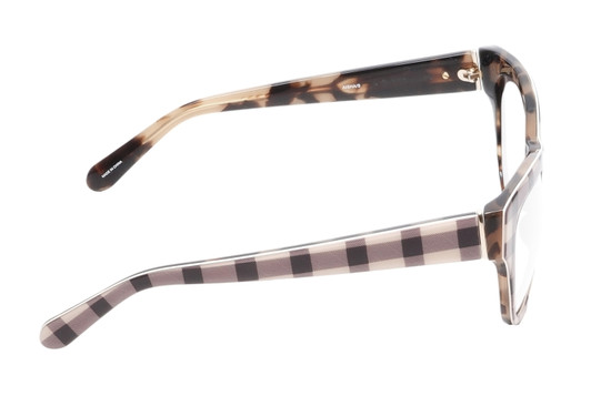 Side View of Kate Spade AISHA Designer Progressive Lens Prescription Rx Eyeglasses in Tan Purple Plaid Amber Brown Tortoise Havana Ladies Cat Eye Full Rim Acetate 54 mm
