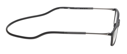 Side View of Calabria SP02 Snap Magnetic Reading Glasses Black Front Connect Adjustable Temples Eyeglass Around Neck Hanging Readers