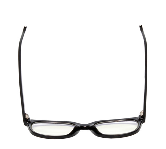 Top View of BCBG BAR104BL Designer Reading Eye Glasses with Custom Cut Powered Lenses in Gloss Black Silver Unisex Panthos Full Rim Acetate 52 mm