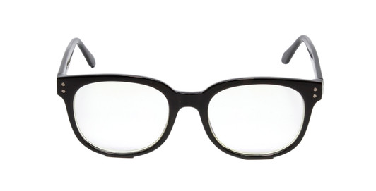 Front View of BCBG BAR104BL Designer Progressive Lens Prescription Rx Eyeglasses in Gloss Black Silver Unisex Panthos Full Rim Acetate 52 mm