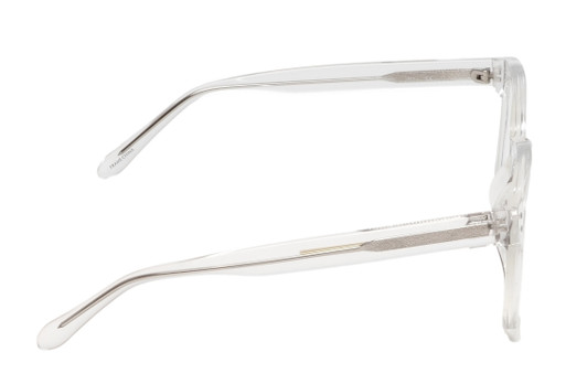 Side View of BCBG BAR104BL Designer Progressive Lens Blue Light Blocking Eyeglasses in Clear Crystal Glitter Unisex Panthos Full Rim Acetate 52 mm