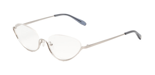 Profile View of BCBG BAR303 Unisex Cateye Semi-Rimless Reading Glasses +1.00 in Silver Blue 55mm