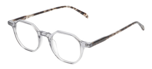 Profile View of Reptile Softshell Designer Bi-Focal Prescription Rx Eyeglasses in Smoke Grey Crystal Tortoise Havana Unisex Octagonal Full Rim Acetate 45 mm
