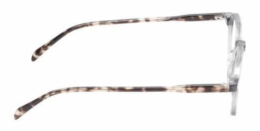 Side View of Reptile Softshell Designer Bi-Focal Prescription Rx Eyeglasses in Smoke Grey Crystal Tortoise Havana Unisex Octagonal Full Rim Acetate 45 mm