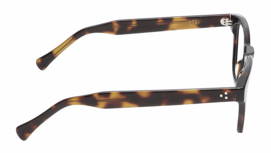Side View of Reptile Chelidae Designer Progressive Lens Blue Light Blocking Eyeglasses in Amber Brown Tortoise Havana Crystal Unisex Panthos Full Rim Acetate 49 mm