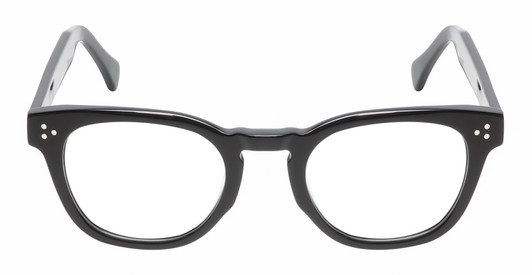 Front View of Reptile Chelidae Designer Reading Eye Glasses with Custom Cut Powered Lenses in Gloss Black Unisex Panthos Full Rim Acetate 49 mm