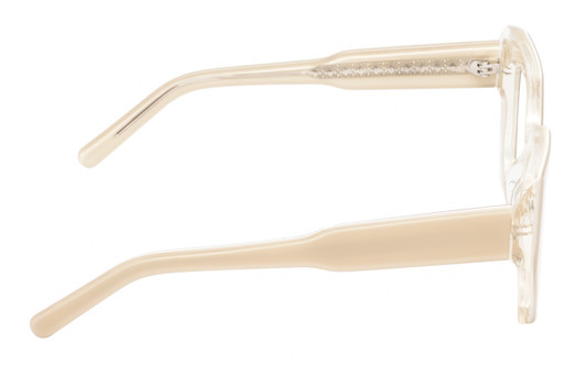 Side View of Reptile Cryptodira Designer Blue Light Blocking Eyeglasses in Beige Brown White Clear Crystal Layer Ladies Butterfly Full Rim Acetate 55 mm