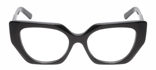 Front View of Reptile Cryptodira Designer Single Vision Prescription Rx Eyeglasses in Gloss Black Ladies Butterfly Full Rim Acetate 55 mm