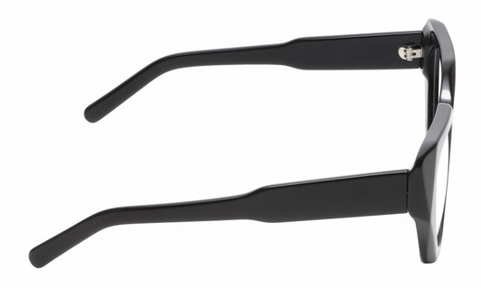 Side View of Reptile Cryptodira Designer Blue Light Blocking Eyeglasses in Gloss Black Ladies Butterfly Full Rim Acetate 55 mm