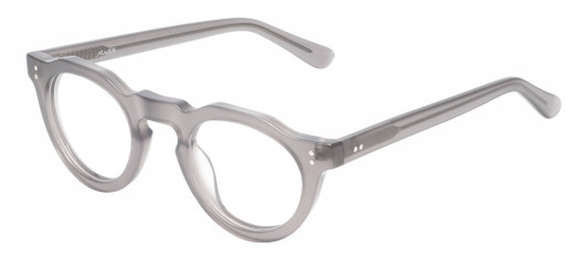 Profile View of Reptile Malayemys Designer Bi-Focal Prescription Rx Eyeglasses in Smoke Grey Crystal Ladies Panthos Full Rim Acetate 44 mm