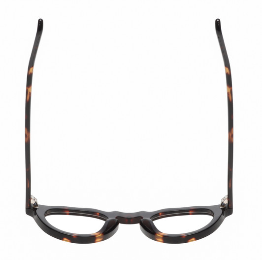 Top View of Reptile Malayemys Designer Progressive Lens Prescription Rx Eyeglasses in Dark Brown Amber Tortoise Havana Ladies Panthos Full Rim Acetate 44 mm