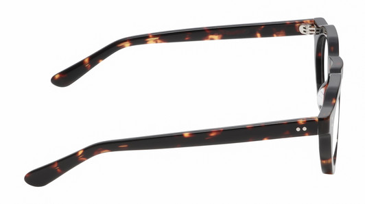 Side View of Reptile Malayemys Designer Blue Light Blocking Eyeglasses in Dark Brown Amber Tortoise Havana Ladies Panthos Full Rim Acetate 44 mm