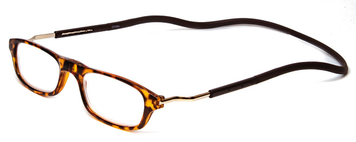 Profile View of Snap Magnetic SP01-C2 Designer Progressive Prescription Rx Eyeglasses in Dark Brown Tortoise Havana Red Unisex Oval Full Rim Plastic 52 mm