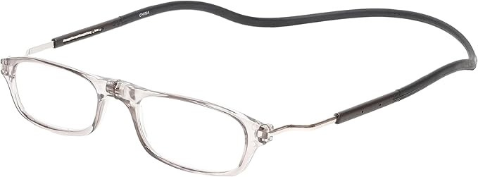 Snap Magnetic C3 Unisex Oval Designer Reading Glasses in Grey Crystal Silver 52mm