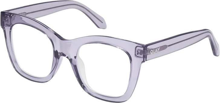 QUAY Australia After Hours Women's Cat Eye Full Rim Designer Prescription Eyeglasses in Crystal Sweet Pea Lilac 51mm Rx-SV