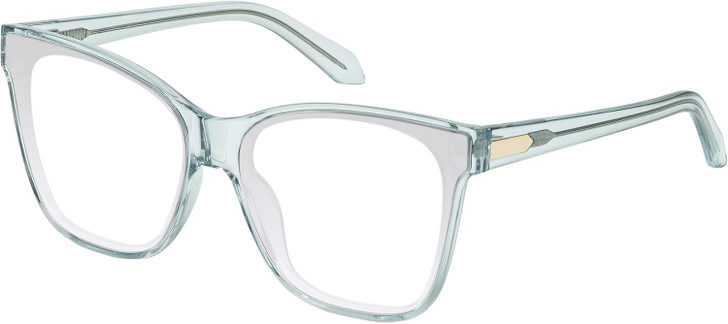 QUAY Australia After Party Women's Square Full Rim Designer Reading Glasses in Clear Aqua Blue 66mm Custom L&R Lens
