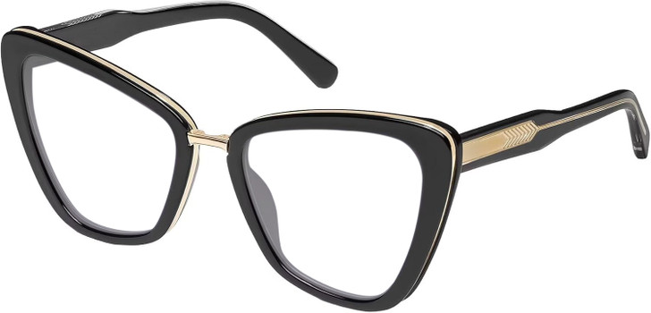 QUAY Australia All Talk Designer Reading Glasses Gloss Black Cat Eye 58mm