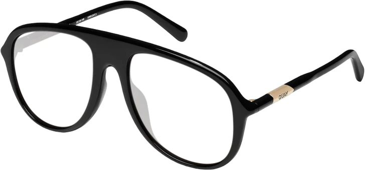 QUAY Australia Chart Topper Mens Pilot Designer Blue Light Glasses in Black 57mm