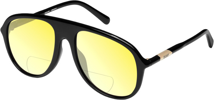 QUAY Chart Topper Mens Pilot Polarized BI-FOCAL Sunglasses in Gloss Black 57 mm