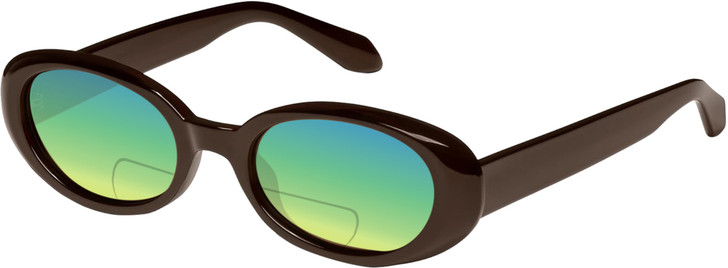 QUAY Felt Cute Women's Round Polarized BI-FOCAL Sunglasses Chocolate Brown 52 mm