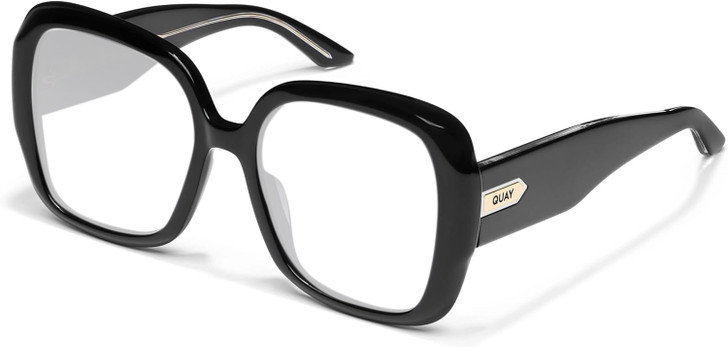 QUAY Australia Full Glam Square Multi-Focus Blue Light Glasses Gloss Black 56 mm