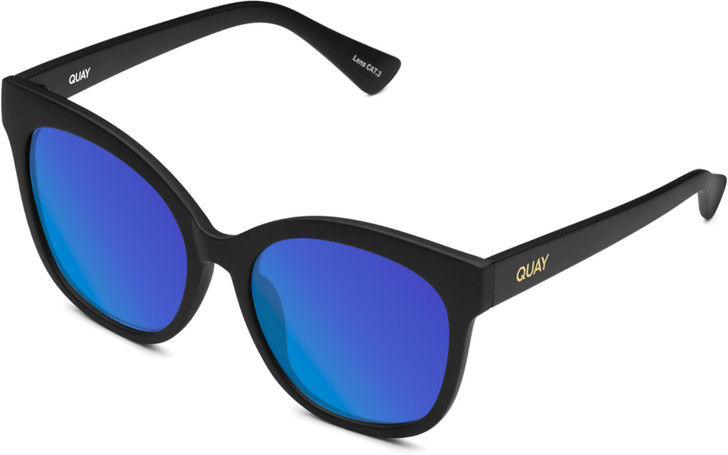 QUAY It's My Way Women's Designer Cat Eye Polarized Sunglasses Matte Black 59 mm