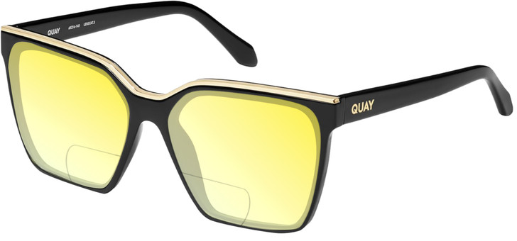 QUAY Level Up Women's Square Polarized BI-FOCAL Sunglasses in Matte Black 60 mm