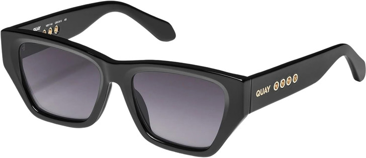 QUAY Australia No Apologies Unisex Square Sunglasses Gloss Black/Smoke Grey 55mm