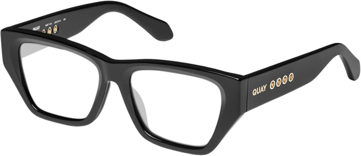 QUAY Australia No Apologies Unisex Square Full Rim Designer Prescription Eyeglasses in Gloss Black 55mm Rx-SV