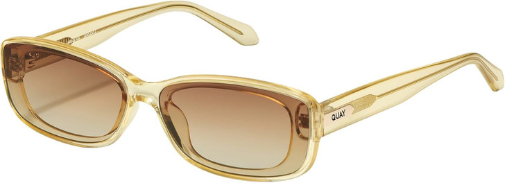QUAY Australia Vibe Check Womens Square Designer Sunglasses in Yellow/Brown 62mm