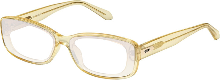QUAY Australia Vibe Check Women's Square Full Rim Designer Reading Glasses in Yellow 62mm Custom L&R Lens