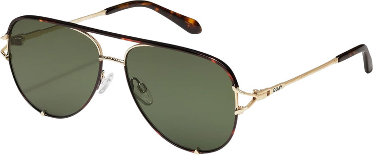 QUAY Australia High Key Twist Pilot Sunglasses in Dark Brown Tortoise/Green 60mm