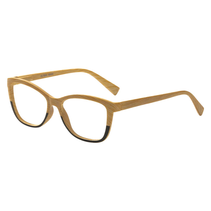 Elton John Ambient Unisex Cat Eye Full Rim Designer Reading Glasses in Wood Stripe Black Fade 54mm