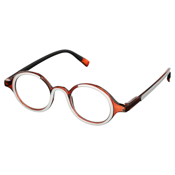 Elton John Mash Up Unisex Round Full Rim Designer Reading Glasses in Red Crystal 44mm