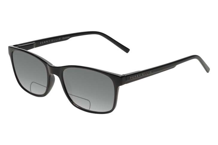 Perry Ellis PEBX55 Unisex Square Designer Polarized BI-FOCAL Reading Sunglasses in Gloss Black Marble 52mm CHOOSE LENS COLOR&POWER