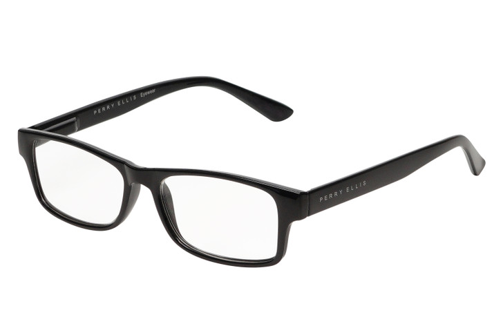 Perry Ellis PEBX59 Unisex Rectangular Full Rim Designer Reading Glasses in Gloss Black Marble 50mm