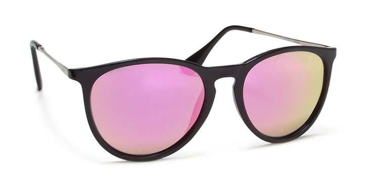 Coyote Juneau Polarized Sunglasses, Black / Pink Mirror