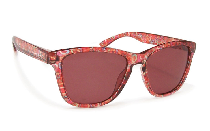 Coyote Risky Polarized Sunglasses, Red Loops / Rose