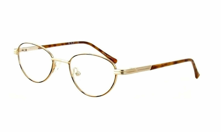 Calabria FL-57 Gold-Amber 42 mm X-Small Designer Reading Glasses Power Options