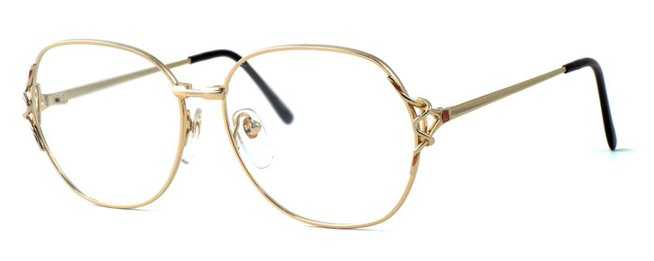 Fashion Optical Designer Eyeglasses E1013 in Gold Pink 57mm :: Custom Left & Right Lens