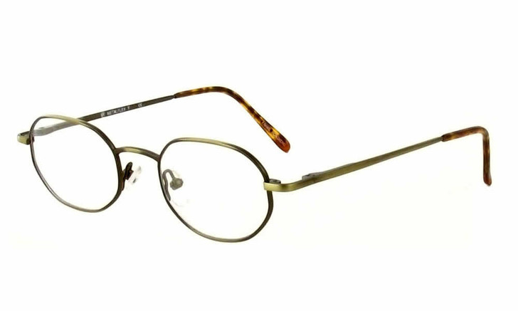 Calabria Metal Flex T in Gold Amber Designer Reading Glasses 44mm Kids X-SMALL