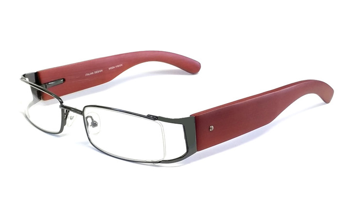 Calabria Designer Eyeglasses Bamboo 65 Gun-Metal & Brown :: Rx Single Vision