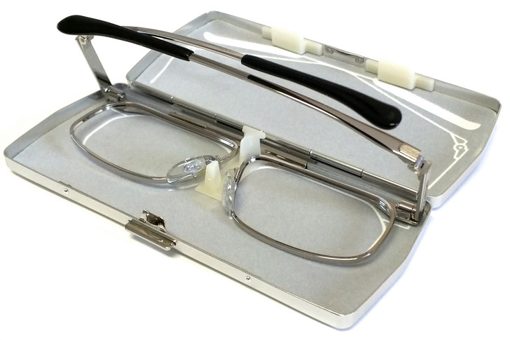 SlimFold Kanda of Japan Folding Eyeglasses w/ Case in Silver (Model 001) :: Rx Single Vision