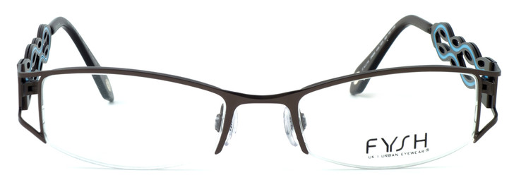 Fysh Designer Eyeglasses Collection 3388 in Brown & Turquoise :: Rx Single Vision