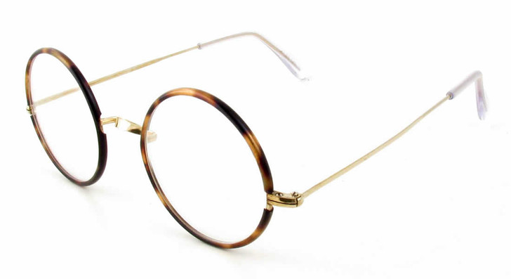 Berkshire Chase Eyeglasses Round Saddle 14KT Gold & Chestnut Tortoise 47 mm