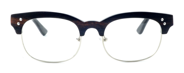 Specs of Wood Designer Wooden Eyewear Made in the USA "The Malcom" in Ebony Wood (Black Silver) :: Rx Single Vision