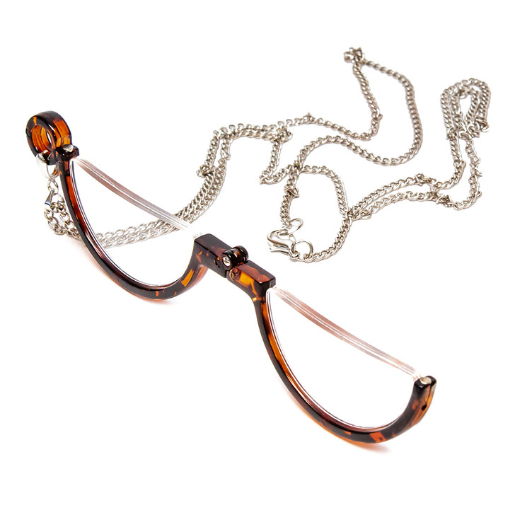 Calabria New 2945R Monocle Designer Reading Glasses with Chain Necklace Retainer