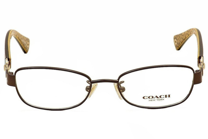 Coach Womens Designer Eyeglasses 'Faina' HC5054 in Satin Brown & Gold (9187) 49mm :: Progressive